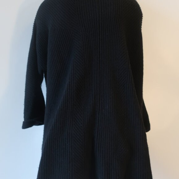 Womens Rani Arabella 100% Cashmere Black Ribbed Button Down Cardigan Sweater M - Picture 13 of 14